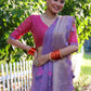 Jyoti Fashion Women's Purple Soft Muga Cotton Resham Jamdani Weaving Traditional Saree with Blouse | Swadesiicart