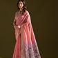 Jyoti Fashion Women's Baby Pink Soft Muga Cotton Resham Zari Weaving Traditional Saree with Blouse | Swadesiicart