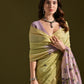 Jyoti Fashion Women's Green Soft Muga Cotton Resham Zari Weaving Traditional Saree with Blouse | Swadesiicart