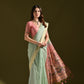 Jyoti Fashion Women's Sky Blue Soft Muga Cotton Resham Zari Weaving Traditional Saree with Blouse | Swadesiicart