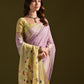 Jyoti Fashion Women's Purple Soft Muga Cotton Resham Zari Weaving Traditional Saree with Blouse | Swadesiicart