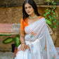 Jyoti Fashion Women's Orange Soft Muga Cotton Floral Weaving Traditional Saree with Blouse | Swadesiicart