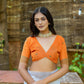 Jyoti Fashion Women's Orange Soft Muga Cotton Floral Weaving Traditional Saree with Blouse | Swadesiicart
