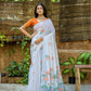 Jyoti Fashion Women's Orange Soft Muga Cotton Floral Weaving Traditional Saree with Blouse | Swadesiicart