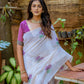 Jyoti Fashion Women's Wine Soft Muga Cotton Floral Weaving Traditional Saree with Blouse | Swadesiicart