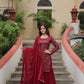 Jyoti Fashion Women's Maroon Faux Georgette Sequins Thread Embroidered Sharara Set with Dupatta | Swadesiicart