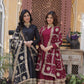 Jyoti Fashion Women's Black & Maroon Star Georgette Sequins Zari Embroidered Combo Anarkali Sets | Swadesiicart