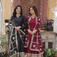 Jyoti Fashion Women's Black & Maroon Star Georgette Sequins Zari Embroidered Combo Anarkali Sets | Swadesiicart