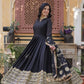 Jyoti Fashion Women's Black Star Georgette Sequins Zari Embroidered Long Anarkali Sets | Swadesiicart