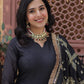 Jyoti Fashion Women's Black Star Georgette Sequins Zari Embroidered Long Anarkali Sets | Swadesiicart