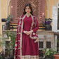 Jyoti Fashion Women's Maroon Star Georgette Sequins Zari Embroidered Long Anarkali Sets | Swadesiicart