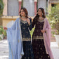 Jyoti Fashion Women's Rama & Wine Faux Blooming Sequins Embroidered Combo Sharara Set with Dupatta | Swadesiicart