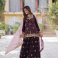 Jyoti Fashion Women's Wine Faux Blooming Sequins Embroidered Sharara Set with Dupatta | Swadesiicart