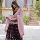 Jyoti Fashion Women's Wine Faux Blooming Sequins Embroidered Sharara Set with Dupatta | Swadesiicart
