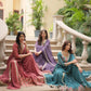 Jyoti Fashion Women's Purple, Gajri & Rama Faux Georgette Rich Sequins Embroidered Combo Anarkali Set with Dupatta | Swadesiicart