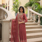 Jyoti Fashion Women's Gajri Faux Georgette Rich Sequins Embroidered Anarkali Set with Dupatta | Swadesiicart