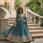 Jyoti Fashion Women's Rama Faux Georgette Rich Sequins Embroidered Anarkali Set with Dupatta | Swadesiicart