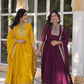 Jyoti Fashion Women's Yellow & Wine Faux Georgette Rich Sequins Embroidered Combo Anarkali Set with Dupatta | Swadesiicart