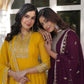 Jyoti Fashion Women's Yellow & Wine Faux Georgette Rich Sequins Embroidered Combo Anarkali Set with Dupatta | Swadesiicart