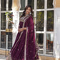 Jyoti Fashion Women's Wine Faux Georgette Rich Sequins Embroidered Anarkali Set with Dupatta | Swadesiicart