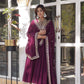 Jyoti Fashion Women's Wine Faux Georgette Rich Sequins Embroidered Anarkali Set with Dupatta | Swadesiicart