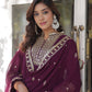 Jyoti Fashion Women's Wine Faux Georgette Rich Sequins Embroidered Anarkali Set with Dupatta | Swadesiicart