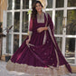 Jyoti Fashion Women's Wine Faux Georgette Rich Sequins Embroidered Anarkali Set with Dupatta | Swadesiicart