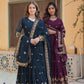 Jyoti Fashion Women's Rama & Wine Faux Georgette Zari with Sequins Embroidered Combo Anarkali Set with Dupatta | Swadesiicart