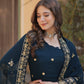 Jyoti Fashion Women's Rama Faux Georgette Zari with Sequins Embroidered Anarkali Set with Dupatta | Swadesiicart
