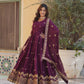 Jyoti Fashion Women's Wine Faux Georgette Zari with Sequins Embroidered Anarkali Set with Dupatta | Swadesiicart