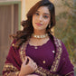 Jyoti Fashion Women's Wine Faux Georgette Zari with Sequins Embroidered Anarkali Set with Dupatta | Swadesiicart