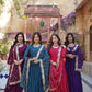 Jyoti Fashion Women's Wine, Rama, Pink & Jamuni Star Georgette Rich Sequins Embroidered Combo Anarkali Set with Dupatta | Swadesiicart