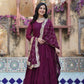 Jyoti Fashion Women's Wine Star Georgette Rich Sequins Embroidered Anarkali Set with Dupatta | Swadesiicart