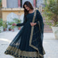 Jyoti Fashion Women's Rama Faux Blooming Multi Sequins Embroidered Anarkali Set with Dupatta | Swadesiicart