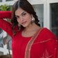 Jyoti Fashion Women's Red Faux Blooming Multi Sequins Embroidered Anarkali Set with Dupatta | Swadesiicart
