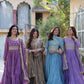 Jyoti Fashion Women's Jamuni, Beige, Sky Blue & Purple Star Georgette Rich Sequins Embroidered Combo Anarkali Set with Dupatta | Swadesiicart