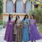 Jyoti Fashion Women's Jamuni, Beige, Sky Blue & Purple Star Georgette Rich Sequins Embroidered Combo Anarkali Set with Dupatta | Swadesiicart