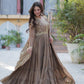 Jyoti Fashion Women's Beige Star Georgette Rich Sequins Embroidered Anarkali Set with Dupatta | Swadesiicart
