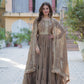 Jyoti Fashion Women's Beige Star Georgette Rich Sequins Embroidered Anarkali Set with Dupatta | Swadesiicart
