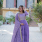 Jyoti Fashion Women's Purple Star Georgette Rich Sequins Embroidered Anarkali Set with Dupatta | Swadesiicart