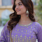 Jyoti Fashion Women's Purple Star Georgette Rich Sequins Embroidered Anarkali Set with Dupatta | Swadesiicart