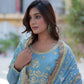 Jyoti Fashion Women's Sky Blue Star Georgette Rich Sequins Embroidered Anarkali Set with Dupatta | Swadesiicart
