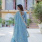 Jyoti Fashion Women's Sky Blue Star Georgette Rich Sequins Embroidered Anarkali Set with Dupatta | Swadesiicart