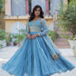 Jyoti Fashion Women's Sky Blue Star Georgette Rich Sequins Embroidered Anarkali Set with Dupatta | Swadesiicart