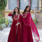 Jyoti Fashion Women's Maroon & Pink Faux Georgette Rich Sequins Embroidered Combo Anarkali Set with Dupatta | Swadesiicart