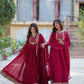 Jyoti Fashion Women's Maroon & Pink Faux Georgette Rich Sequins Embroidered Combo Anarkali Set with Dupatta | Swadesiicart