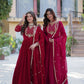 Jyoti Fashion Women's Maroon & Pink Faux Georgette Rich Sequins Embroidered Combo Anarkali Set with Dupatta | Swadesiicart