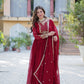 Jyoti Fashion Women's Maroon Faux Georgette Rich Sequins Embroidered Anarkali Set with Dupatta | Swadesiicart