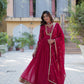 Jyoti Fashion Women's Pink Faux Georgette Rich Sequins Embroidered Anarkali Set with Dupatta | Swadesiicart