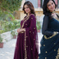 Jyoti Fashion Women's Rama & Wine Faux Georgette Zari Thread & Sequins Embroidered Combo Anarkali Set with Dupatta | Swadesiicart